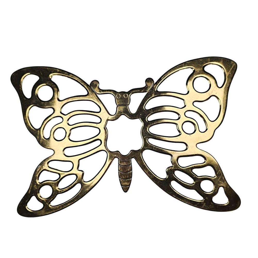 MCM Vintage Leonard Butterfly Trivet Wall Hanging Gold‎ Tone Made in Italy Brass